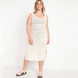 Old Navy | Fitted Cream Crochet Knit Midi Tank Dress Cover Up‎ Size 3X